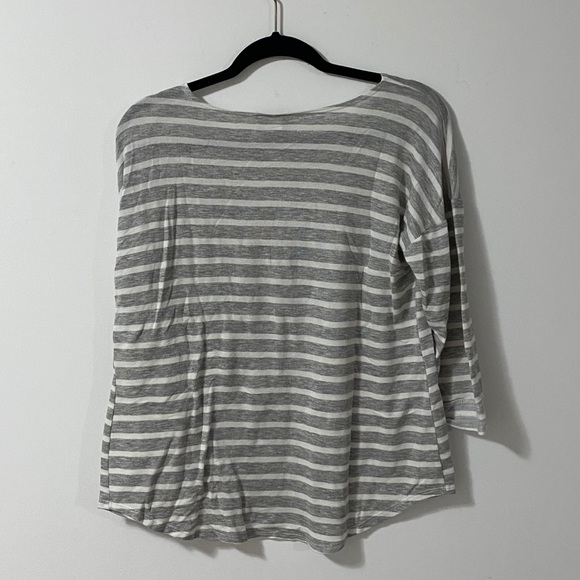 Grey & White Striped Graphic Maternity T-Shirt - Picture 3 of 5